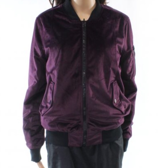 John + Jenn Jackets & Blazers - John + Jenn Purple Women’s Velvet Knit Bomber